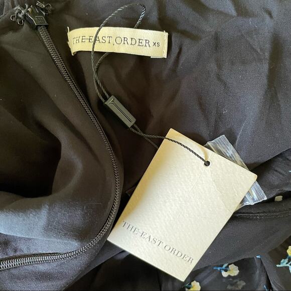 The East Order Ami Mini Floral Dress Ditsy Ruffle Black Blue Cottagecore XS - Picture 11 of 13